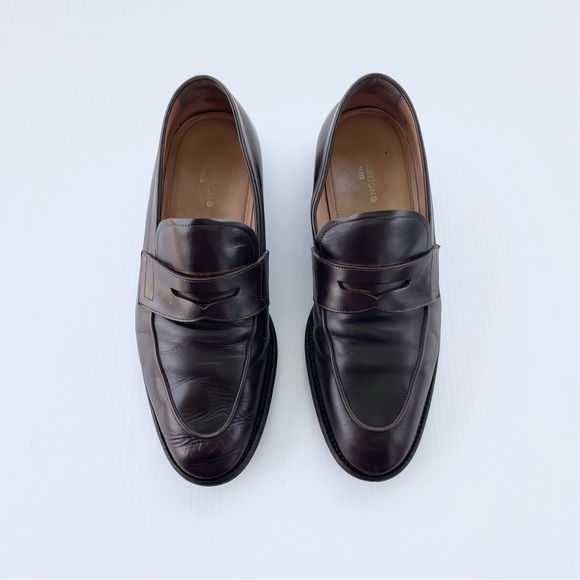 Louis Vuitton Men’s Vintage LV Monogram Trim Brown Leather Loafer size 7 - Picture 1 of 9